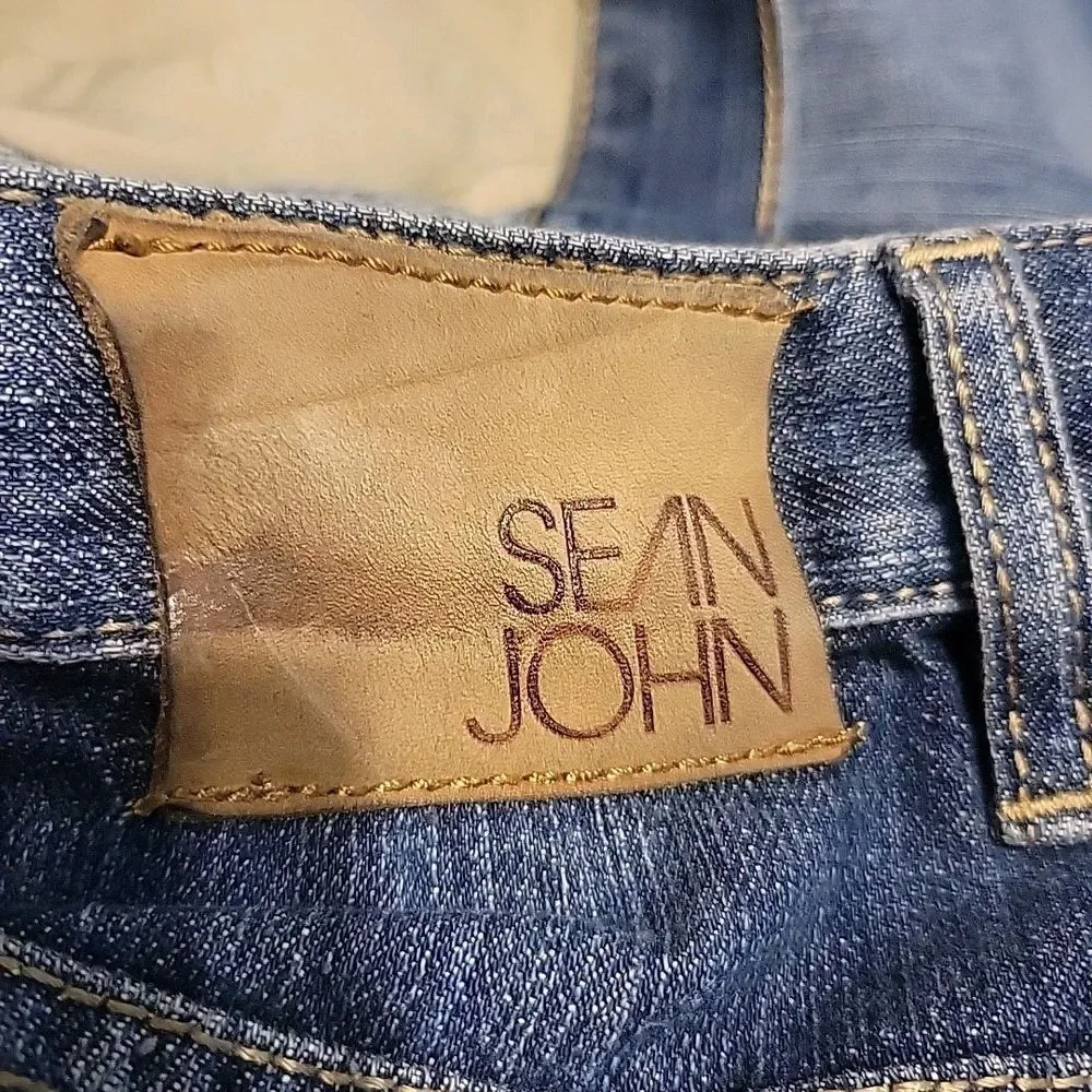 Sean John Jean Shorts Mens 38‎ Blue Denim Baggy Y2K Hip Hop Embroidered VGT